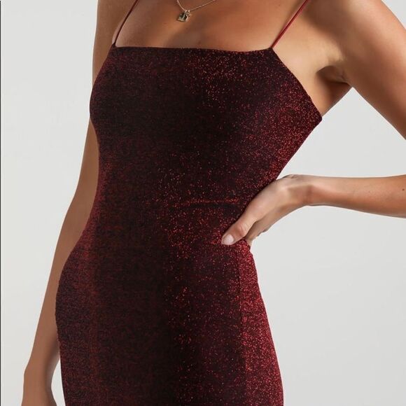 Showpo Wine Sparkly Dress - Picture 4 of 4